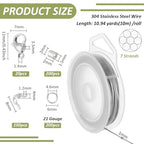 BENECREAT 33Feet Stainless Steel Beading Wire, 7 Strand 1mm, with 200Pcs Jump Rings, 20Pcs Lobster Claw Clasps, 100 Pcs Bead Tips and 200Pcs Crimp Beads, Jewelry Making Supply