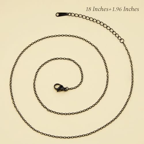 25pcs Stainless Steel Necklace Chains Three Color Cable Jewelry Necklace Bulk Craft Handmade Jewelry Chain with Adjustable Extender - color: Black Cable Chain