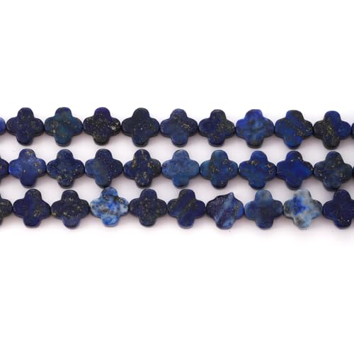 8mm Natural Lapis Lazuli Gemstone Faceted Clovers Beads Four-Leaf Spacer Loose Beads for DIY Jewelry Making Beads - color: Lapis Lazuli