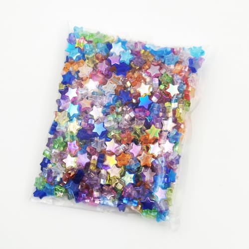 INSPIRELLE 600 Pieces Acrylic Star Beads AB Finish Spacer Beads for Jewelry Craft Making - color: 600x Stars AB Color