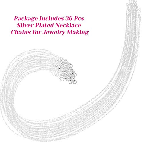 Cridoz 36 Pack Necklace Chain Bulk, Silver Plated Necklace Chains for Jewelry Making, 1.2 mm (20 Inches) - size: 20 Inches