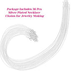 Cridoz 36 Pack Necklace Chain Bulk, Silver Plated Necklace Chains for Jewelry Making, 1.2 mm (20 Inches) - size: 20 Inches