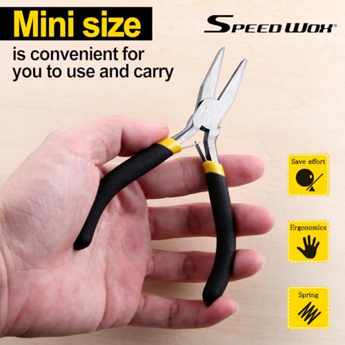 SPEEDWOX Duck Bill Fine Pliers - Flat Nose Chain Nose Pliers for Jewelry Making - 5 Inch Mini Precision Smooth Flat Jaws Non-slip Damping Handles - size: Flat Nose Pliers