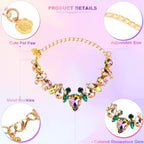 HOWWFALY Dog Collar and Cat Collar Gold Chain Necklace Stainless Steel Adjustable Yellow Diamonds Collar with Cute Pet Paw for Small Medium Pets Cats Dogs Kitten Puppy - color: Muti, size: Large