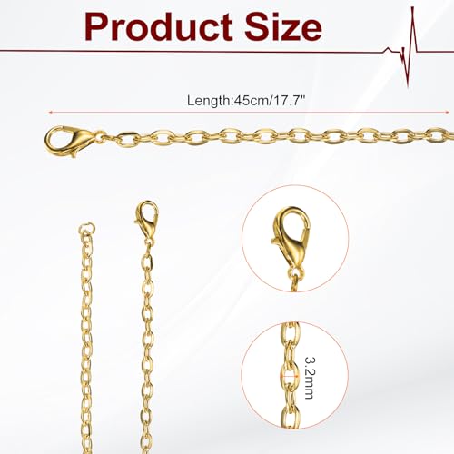HARFINGTON 20 Pack 18 Inch Necklace Chains Bulk 3.2mm Gold Plated Cable Chains with Lobster Clasps for Jewelry Making - color: Gold, size: 18 Inch x 3.2mm
