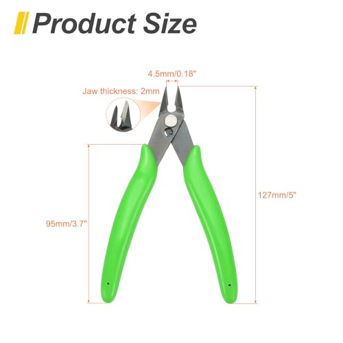 HARFINGTON 5" Flush Cut Pliers Small Precision Wire Cutter Side Cutter Diagonal Cutting Pliers for Jewelry Model Electronic 3D Print, Green - color: Green
