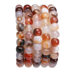 BEADIA Natural Red Agate Flat Cut Round Drum Stone 8mmx7mm Loose Semi Gemstone Beads for Jewelry Making 38cm - color: Red Agate