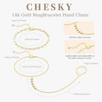 CHESKY 14K Gold Plated Hand Chain Bracelets for Women Set - Dainty Finger Ring Bracelet Stack Adjustable Hand Chains Durable Beaded Bracelets Trendy Simple Body Jewelry Gift for Women - style: cz+clip