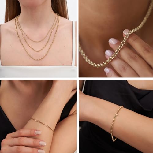 33FT 18K Gold PVD Plated Rolo O Chains Roll, 2.5mm Gold Stainless Steel Round Rolo Chain Spool Bulk for Jewelry Making - color: gold, size: 2.5mm