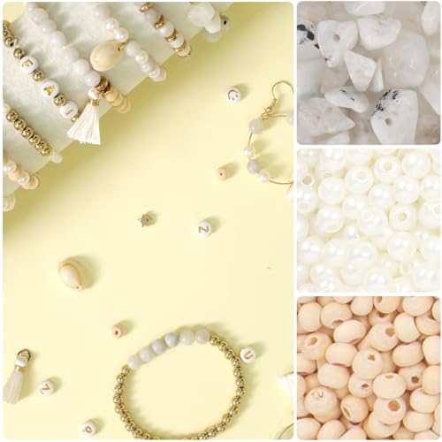 TOIPINIO Bracelet Making Kit Jewelry Making Supplies Kit Natural Stone Beads for Irregular Natural Stone with for DIY Craft-1736 PCS Friendship Bracelet/Necklace/Earrings for Adults (Moonstone) - color: Moonstone