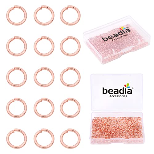 BEADIA Rose Gold Plated Jump Rings Non Tarnish 5mm 400pcs for Jewelry Making Findings - color: Rose Gold, size: 0.7x5mm