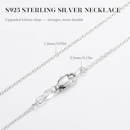 IEFWELL S925 Sterling Silver Chain Necklace for Women - 1.2 mm Sterling Silver Cable Chain, Sturdy hypoallergenic, 14/16/18/20/22/24 Inch Jewelry Gifts for Men Women - size: 20 Inch