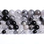 90pcs 4mm AAA Natural Black Quartz Rutilated Beads Round Loose Beads for Jewelry Making DIY Bracelet Crystal Energy Healing Power Stone (Black Rutilated Quartz Crystal, 4mm) - color: Black Rutilated Quartz Crystal, size: 4mm