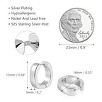 925 Sterling Silver Earrings Small Chunky Hoop Earrings for Women Trendy Huggie Hoop Earrings 14K Gold Plated Hypoallergenic Earrings Small Thick Huggie Hoops Earrings - color: Silver
