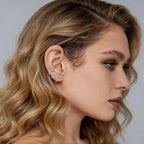 925 Sterling Silver 14K Gold Plated Huggie Half Hoop Earrings — Sleep-Friendly Poke-Free Hypoallergenic Stackable Earring — Comfortable & All Day Wear - color: CZ-White Gold
