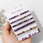 5Pcs Crystal Bracelet for Women Spiritual Natural Stone Bracelet Set Stackable Beaded Bracelets Healing Crystal Bracelet Gemstone Bead Bracelet Beaded Stretch Bracelets for Women - style: Tiger Eye