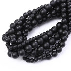 Frosted Black Glass Stone Beads for Jewelry Making Gemstone Round Crystal Bracelet Necklace 1 Strand 15.5inch 38PCS 10MM - color: Frosted Black Glass, size: 10MM