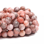 70PCS Natural 8MM Healing Gemstone, Pink Zebra Jasper Energy Stone Round Loose Beads, Semi-Precious Crystal Beads with Free Elastic String for Jewelry Making DIY - color: Pink Zebra Jasper, size: 8MM