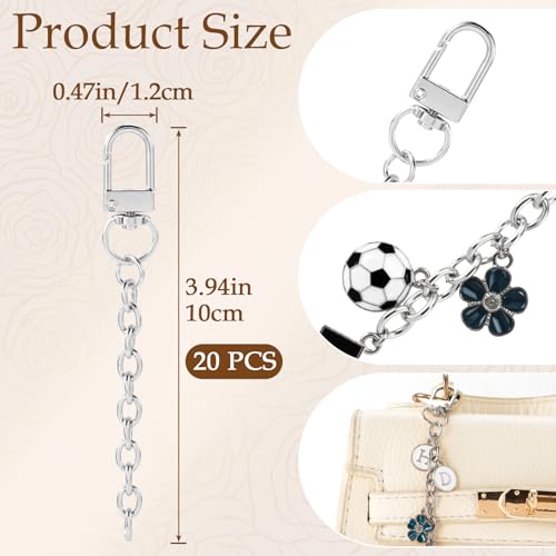 Hzopcw 20pcs Silver Keychain Making Kit, Key Ring Swivel Snap Hook Chains, Alloy Extender Keychain Bag Charm Kits for DIY Crafts Jewelry Making Handbag Purses- D Style - color: Silver-20pcs-D Style