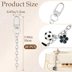 Hzopcw 20pcs Silver Keychain Making Kit, Key Ring Swivel Snap Hook Chains, Alloy Extender Keychain Bag Charm Kits for DIY Crafts Jewelry Making Handbag Purses- D Style - color: Silver-20pcs-D Style