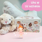 The Memory Building Co Ballerina Musical Jewelry Box Plays Classic Melody, Storage Organizer Music Box for Kids Ages 6-12, MDF Wood w/ 2 Fabric Lined Ring Bracelet Necklace Treasure Compartments - style: Ballerina