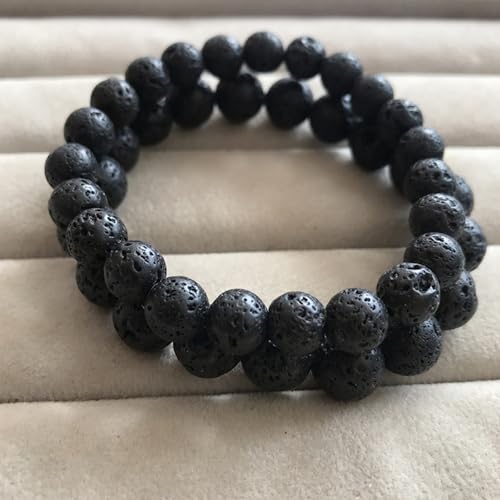 Handmade 8mm Beaded Bracelets For Men Protection Bracelet For Women Chakra Feng Shui Stretchy Handmade Lucky Money Stretchy Crystal Bracelets Best Gifts - color: Lava 1PCS