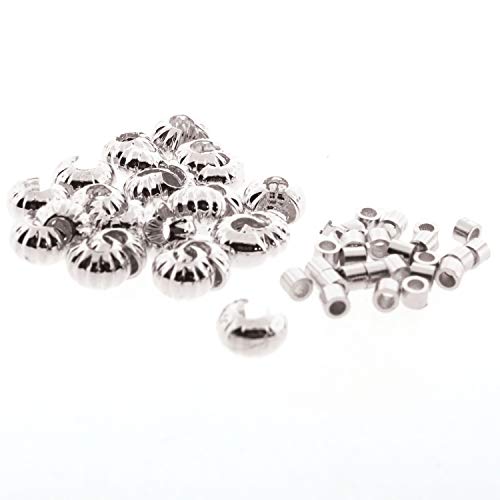 The Beadsmith Basic Elements Crimp Tubes & Corrugated Crimp Covers Designed to Secure The Ends of Jewelry Stringing Cables & Wires, Silver Color