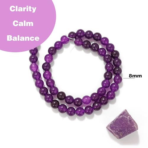 Raicegs 100pcs 8mm Amethyst Beads Natural Gemstone Beads Round Loose Beads for Jewelry Making DIY Bracelets Necklace - color: Amethyst, size: 8mm Round
