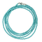 Handmade Matte Turquoise Seed Bead Necklace, Thin 1.5mm Single Strand