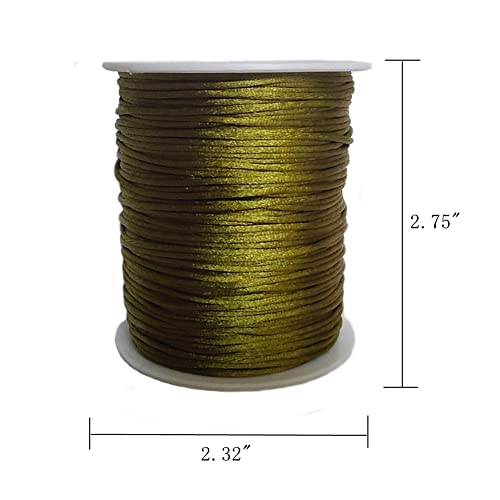 1.5mm Nylon Satin Cord Thread Beading String for Macrame Bracelets Chinese Knotting,Necklaces,Jewelry Making 109 Yards (Olive) - color: Olive, size: 1.5mm