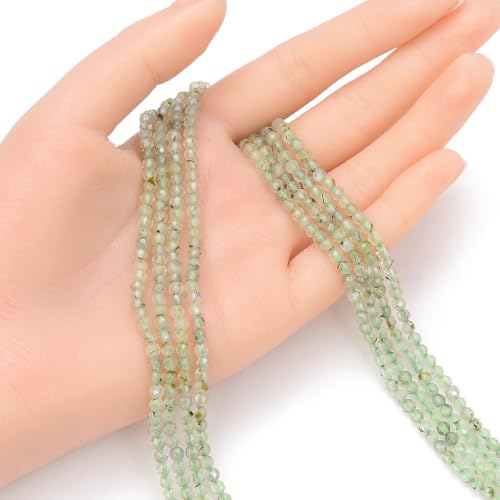 Adabele 15 Inch Natural Green Prehnite Healing Gemstone 3mm (0.12 Inch) Tiny Small Faceted Round Loose Beads Stone Spacer (105-115pcs) for Craft Jewelry Making GK3-12 - color: Green Prehnite, size: 3mm (0.12") - 15 inch/1 strand