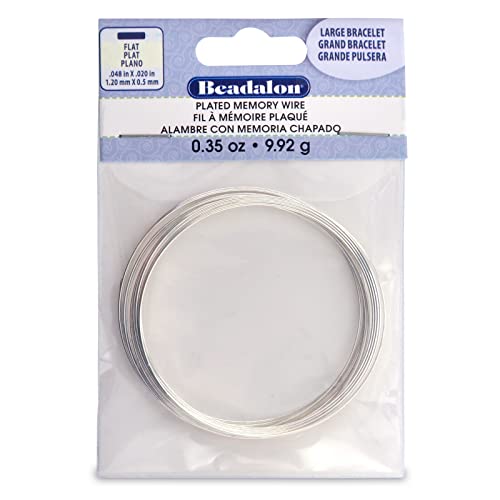 Beadalon Memory Wire, Flat, Large Bracelet, Silver Plated, Approx. 12 coils - color: Silver, size: Bracelet