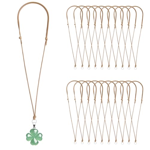 20 Pcs Necklace Cord for Pendant Necklace String Adjustable Knotted Handmade Craft Choker with Metal Ring for Hanging Pendants Rope, Black Necklace Cord - color: Khaki