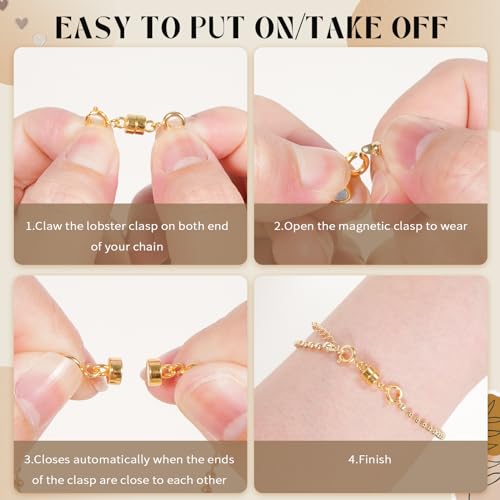 Double Magnetic Necklace Clasp, 12PCS Strong Magnetic Clasps for Necklaces, Gold and Silver Magnetic Necklace Clasps and Closures, Magnetic Jewelry Clasps for Necklaces Bracelet Anklet Jewelry Making