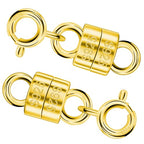 Serundo Auto 925 Sterling Silver Magnetic Necklace Clasps and Closures Min Magnetic Clasps for Necklaces Bracelets Chain Extender Connector for Jewelry Making Necklace 2Pack - color: gold
