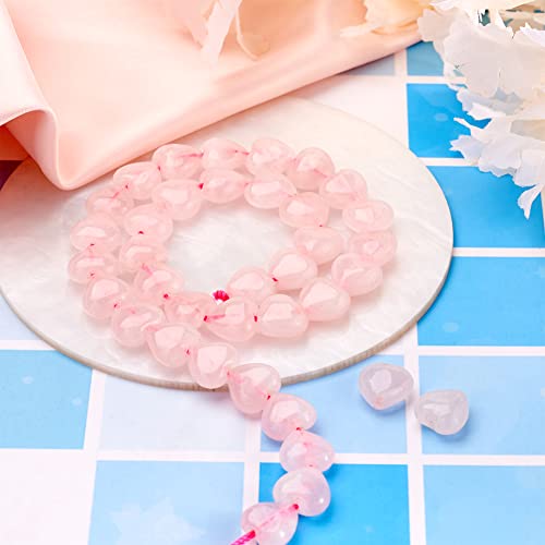 Fashewelry 42pcs Polished Heart Natural Rose Quartz Stone Beads Tumbled Chakra Gemstone Beads Crystal Healing Drilled Loose Beads for Earring Bracelet Necklace Jewelry Making - color: Rose Quartz, 10x10mm