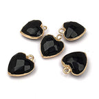 QSLLER 8 PCS Heart Shaped Natural Stone Pendants Healing Chakra Reiki Love Stone Charm Bulk for Jewelry Making - color: Mixed Colors