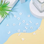 20Pcs Letter Beads Natural Freshwater Shell Beads Vowel Letters A E I O E White Seashell Alphabet Initial Beads for Wedding DIY Necklace Bracelet Earring Jewelry Making Supplies - color: White Shell