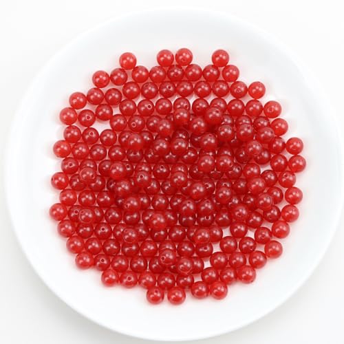 DUQGUHO Red Carnelian Beads 8mm Natural Crystal Red Beads Round Polishing Stone Bead Genuine Gemstone Beads for DIY Jewelry Making 47 Pcs - color: Red#1
