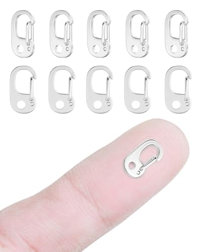 10Pcs Oval Clasp Carabiner Necklace Clasps and Closures, Spring Ring Clasp Pearl Necklace Enhancer Connector for Jewelry Bracelet Making - color: Silver, size: Very Small (0.39 × 0.23 in)