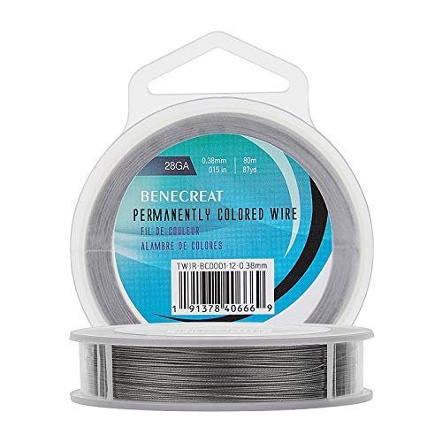 BENECREAT 7 Strands 260FT 0.38MM Stainless Steel Bead String Wire Tarnish Resistant Steel Wire for Necklace Bracelet Making - color: Stainless Steel, size: 0.38mm - 7 Strands