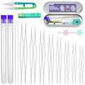 UOOU 32 Pcs Beading Needles Set, 8 Sizes Big Eye Bead Needles, Twist Beading Needles for Seed Beads, Jewelry Making - color: Silver-32 Pcs