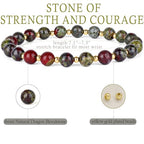 QOGIR 14k gold Handmade Healing Bracelet, Natural Gem Stone Crystal Elastic Gold Bracelet - color: Dragon Bloodstone - Strength and Courage, size: 6m