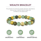 Crystal Vibe 8mm Beaded Bracelets For Women Men - Healing Crystal Bracelet - Adjustable Size - color: wealth