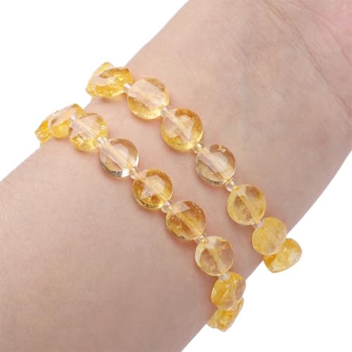 BEADIA Natural Faceted Yellow Quartz Rondelle Disk Stone Beads 10x5mm 37cm for DIY Chain Jewelry Making - color: Yellow Quartz