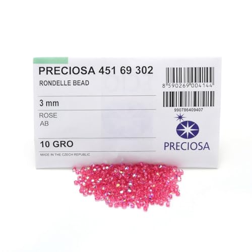 100pcs Authentic Preciosa 3mm (0.12 Inch) Small Faceted Bicone Crystal Loose Beads Rose AB (Pink) Compatible with Swarovski Elements Crystals for Jewelry Making Pre-B368 - color: Rose AB, size: 3mm (0.12 Inch) - 100pcs