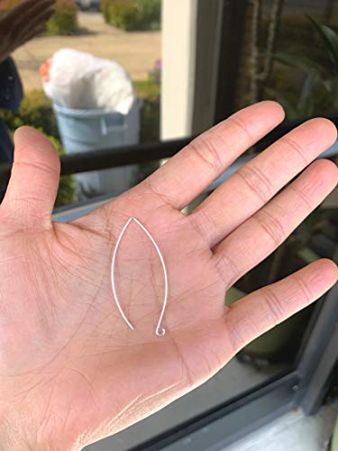 50pcs Adabele Hypoallergenic Tarnish Resistant Marquise Earring Hooks 45mm Long V Shape Silver Ear Wire (Wire 0.7mm/21 Gauge) for DIY Earrings Jewelry Making BF247-1 - color: Silver