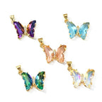 Ipotkitt 10 Pcs Glass Butterfly Charms Clear Micro Pave Cubic Zirconia Butterfly Charms Colorful Crystal Insect Charms for Jewelry Making Accessories - color: 10pcs-Glass Butterfly Charms-24x21x4mm