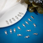 Beebeecraft 1 Box 20Pcs Lobster Claw Clasps and Jump Rings Platinum Plated Brass Silver Rectangle Lobster Clasp for Necklace Jewelry Making (12x6x2.5mm) - color: Platinum, size: 12x6x2.5mm
