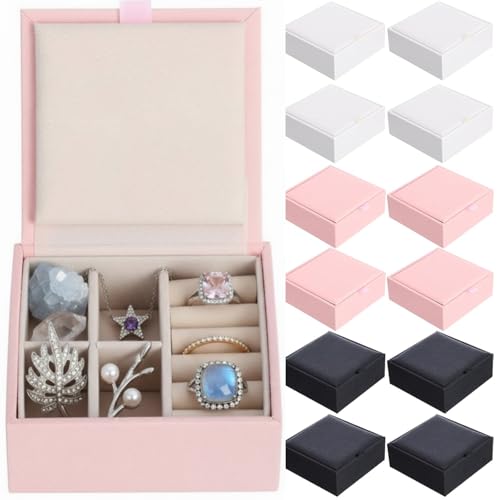 Nosiny 12 Pack Small Jewelry Gifts Box Bridesmaid Gifts Bulk Travel Jewelry Storage Case Portable Flip Cover PU Leather Mini Gift Boxes for Rings Earrings Necklace for Women Girl Wedding Birthday